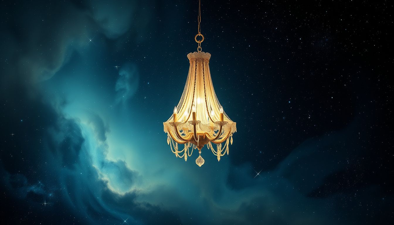 Ein verstaubter Kronleuchter symbolisiert vernachlässigte Chancen im Leben.