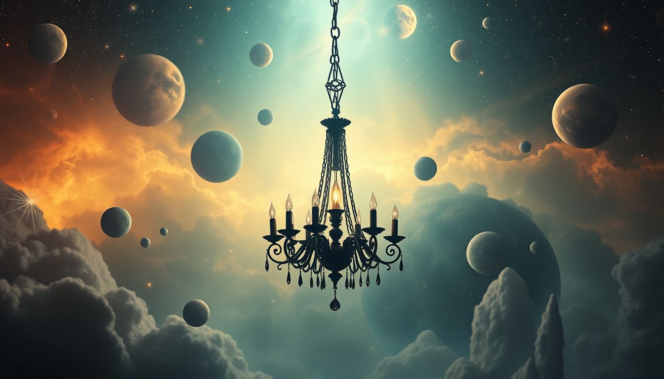 Ein dunkler Kronleuchter symbolisiert oft verborgene Ängste im Traum.