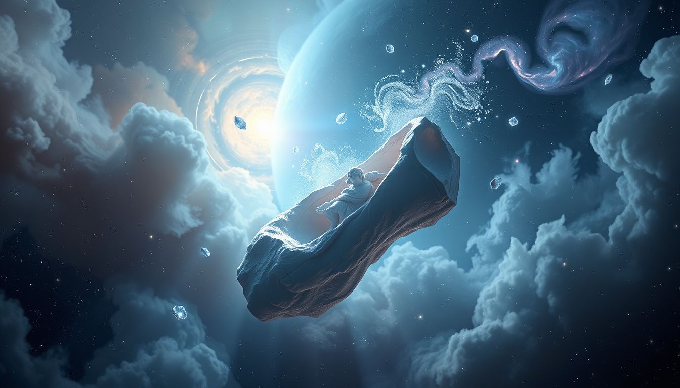 Eine zerbrechende Statue symbolisiert oft den Verlust alter Überzeugungen.