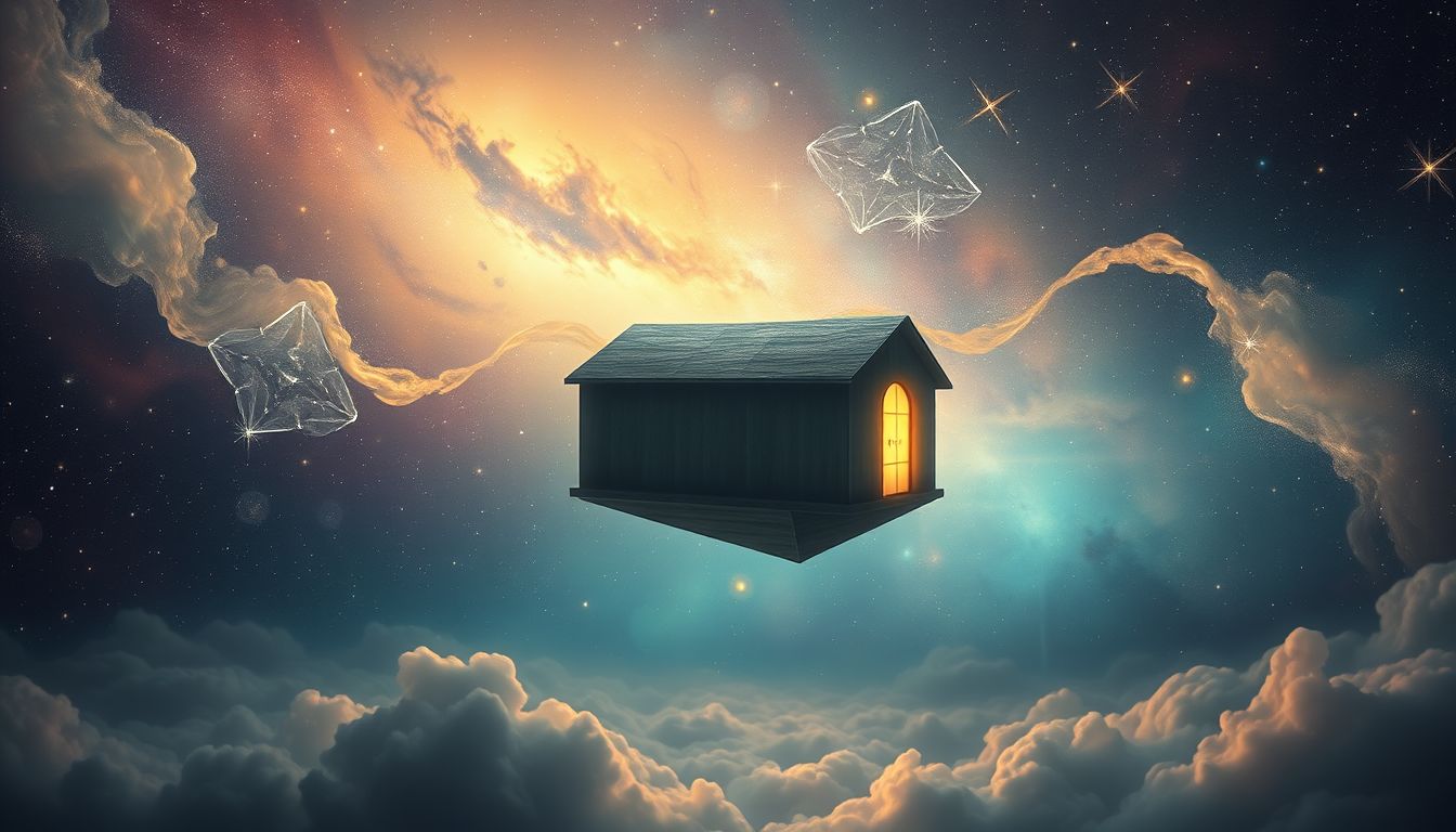 Ein Haus mit einer Tür symbolisiert neue Lebensübergänge und Entscheidungen.