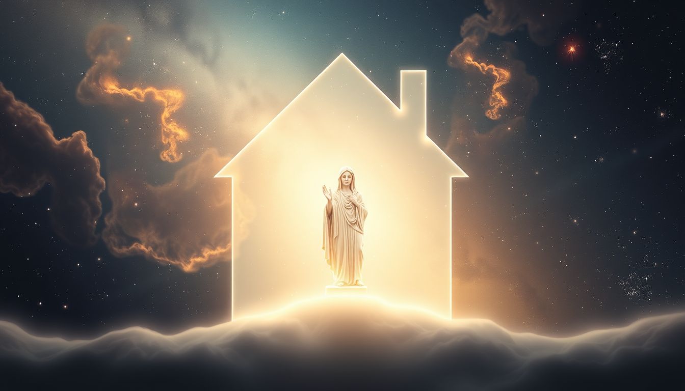 Eine Statue im Haus symbolisiert verborgenes Selbstbewusstsein und Stärke.