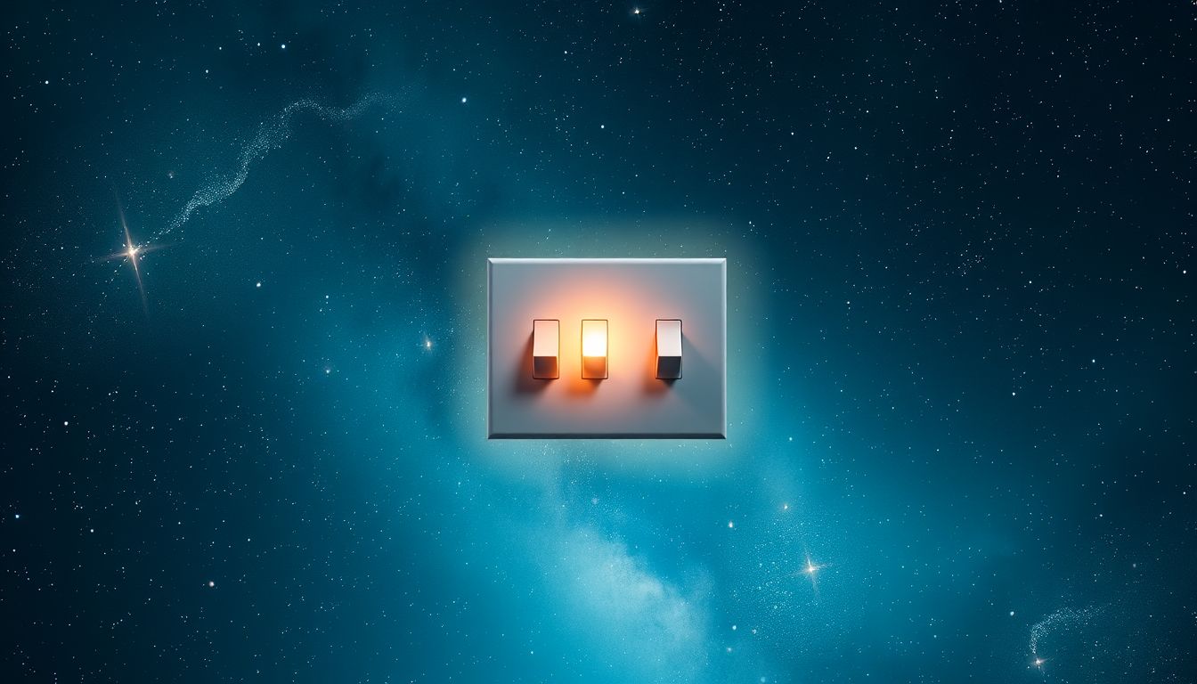 Ein Schaltkasten mit wenigen Schaltern symbolisiert klare Lebensentscheidungen.