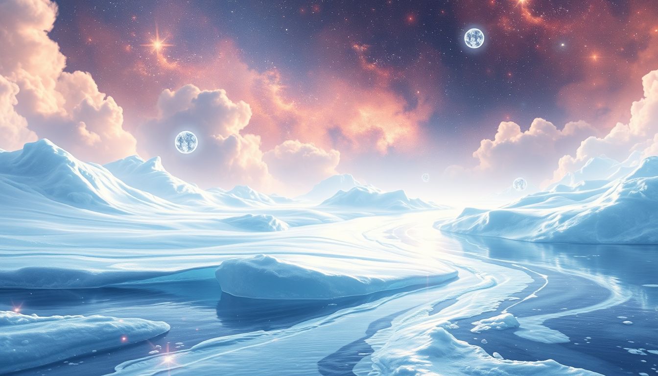 Ein vereister Fluss symbolisiert emotionale Kälte und innere Blockaden.