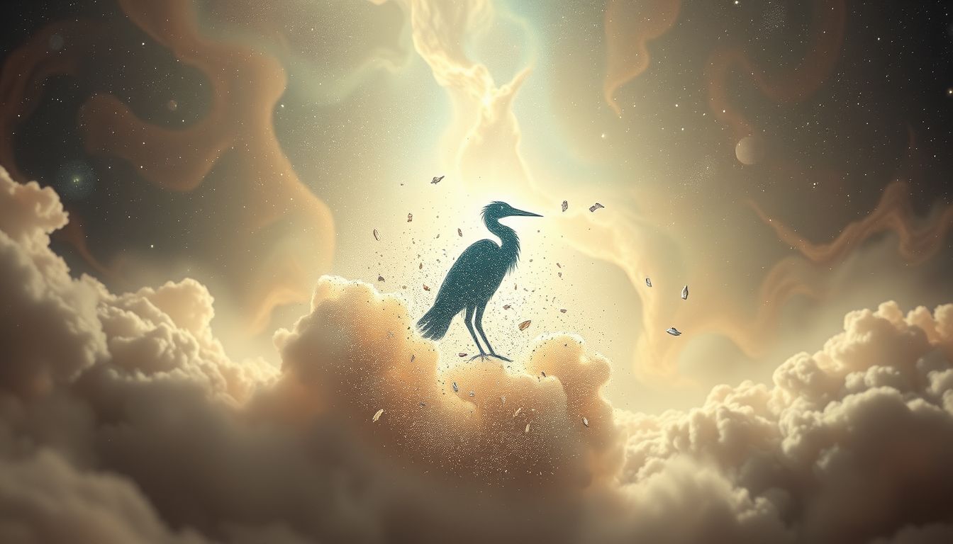 Der tote Sumpfvogel symbolisiert das Ende und neuen Lebensbeginn.