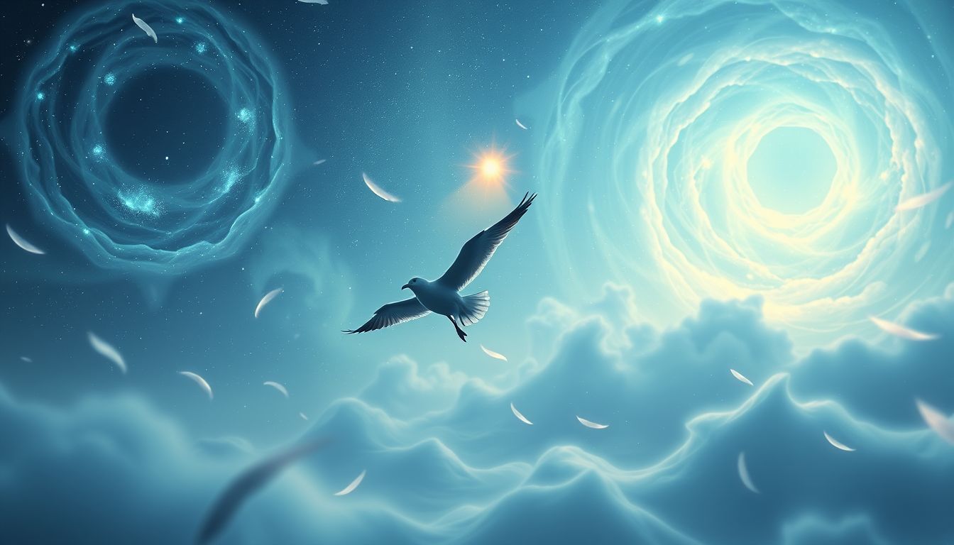 Mit einer Seemöwe fliegen symbolisiert Freiheit und neue Perspektiven.