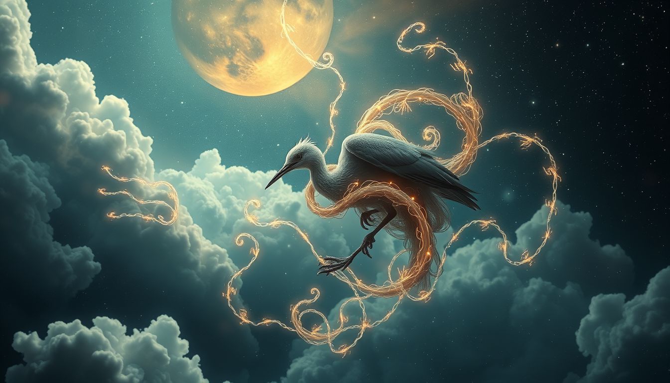 Ein gefangener Sumpfvogel symbolisiert Verlust von Freiheit und Kontrolle.