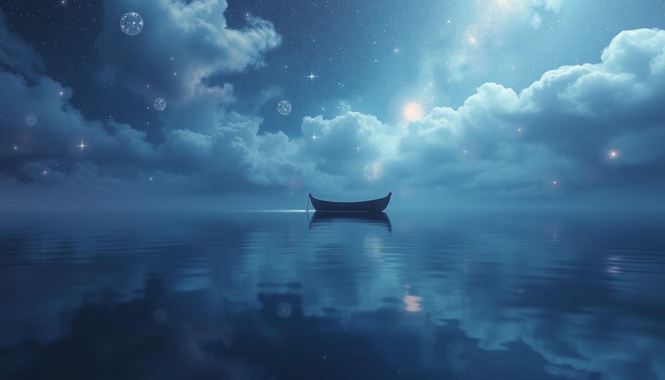 Eine Bootsfahrt auf ruhigem Wasser symbolisiert innere Harmonie und Frieden.