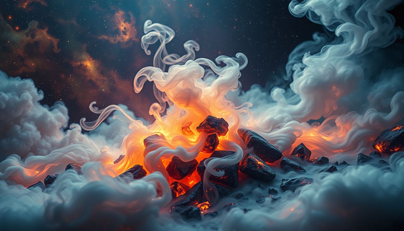 Brennender Torf symbolisiert innere Transformation durch Zerstörung im Traum.