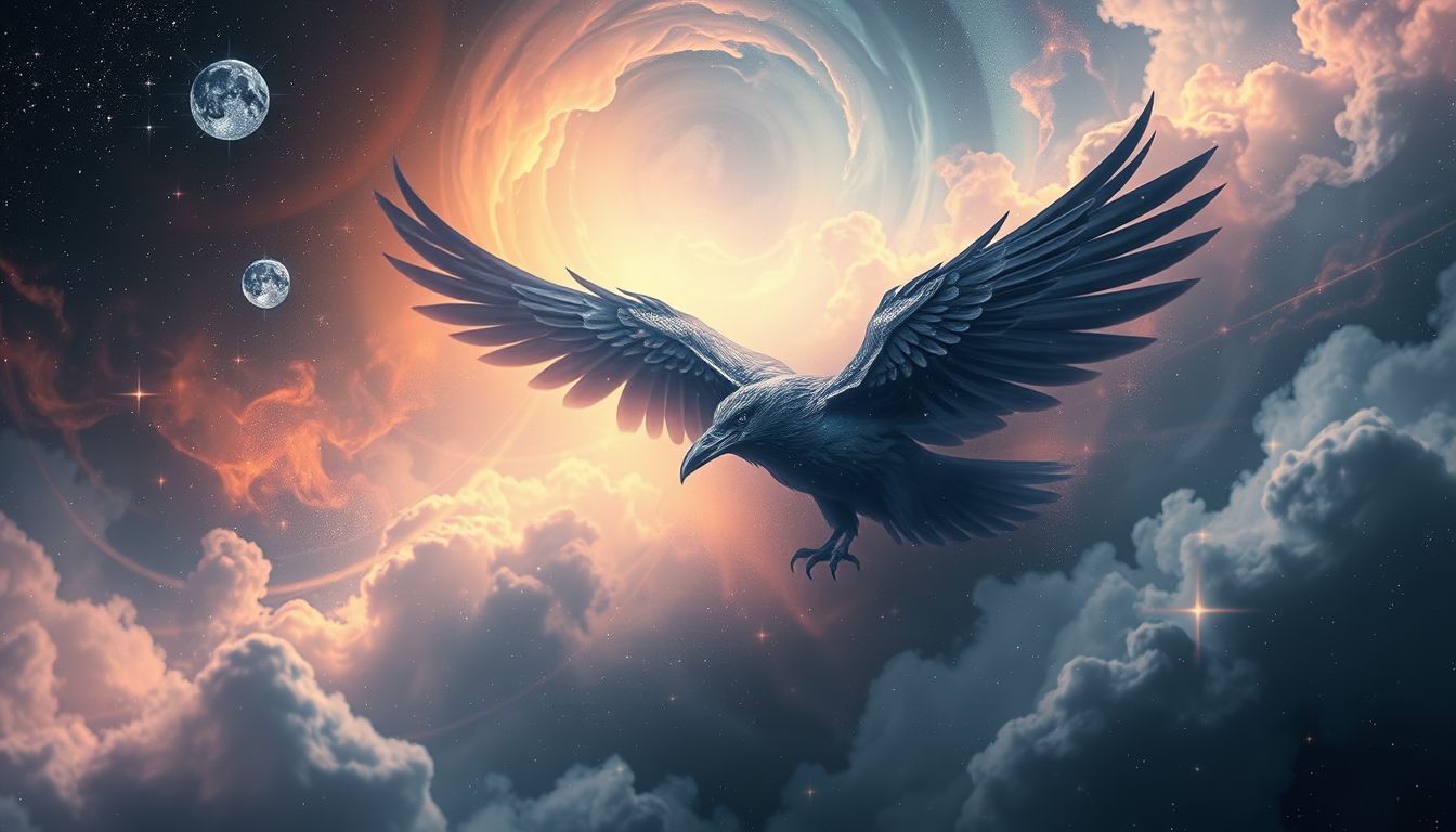 Der Rabe symbolisiert im Traum Schattenseiten und innere Transformation.
