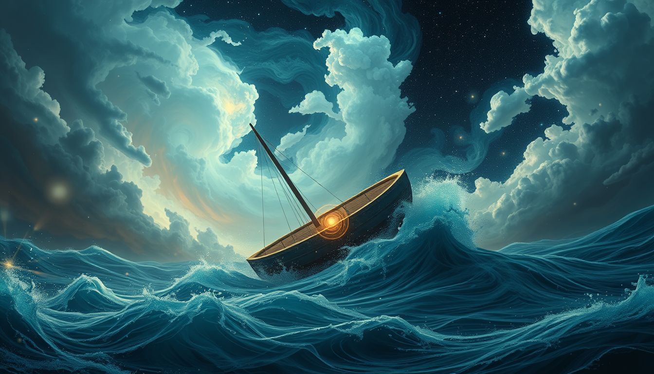 Ein kentertes Boot symbolisiert oft Verlust und innere Unsicherheit.