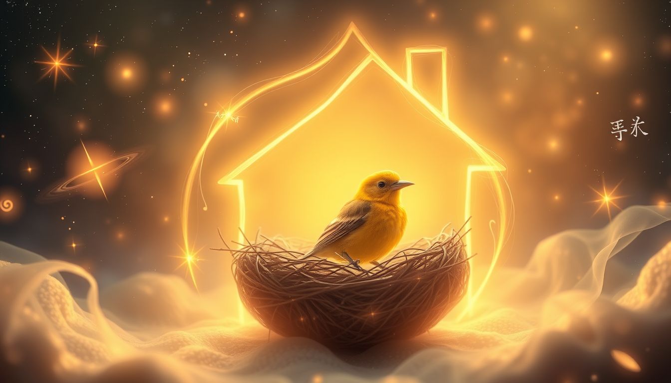 Ein Pirol im Haus symbolisiert Glück und familiäre Harmonie.