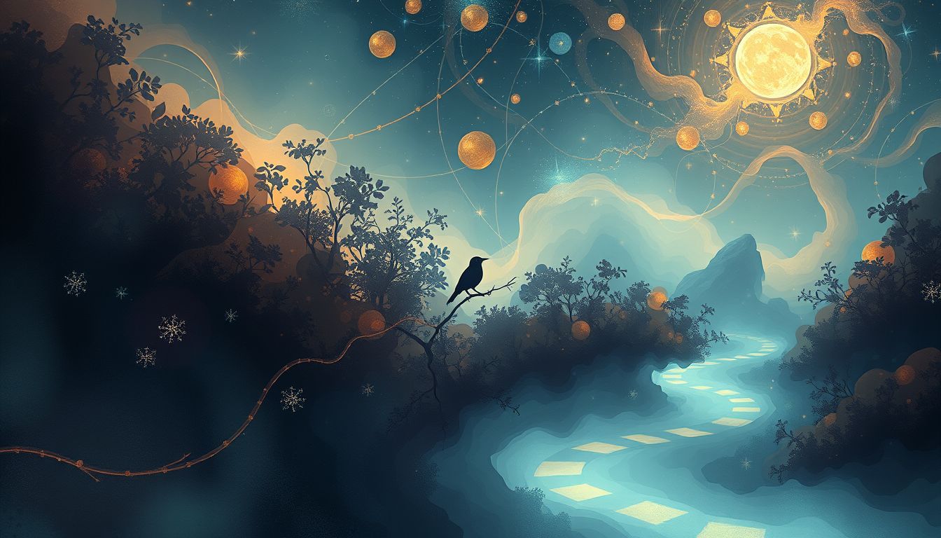 Ein Pirol im dichten Wald symbolisiert Orientierungslosigkeit und Entscheidungsfindung.