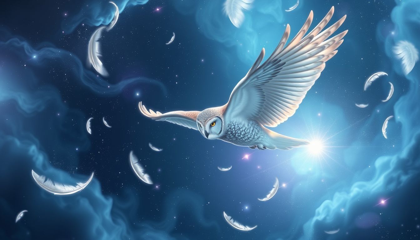 Eine fliegende Eule symbolisiert Weisheit und neue Einsichten im Traum.