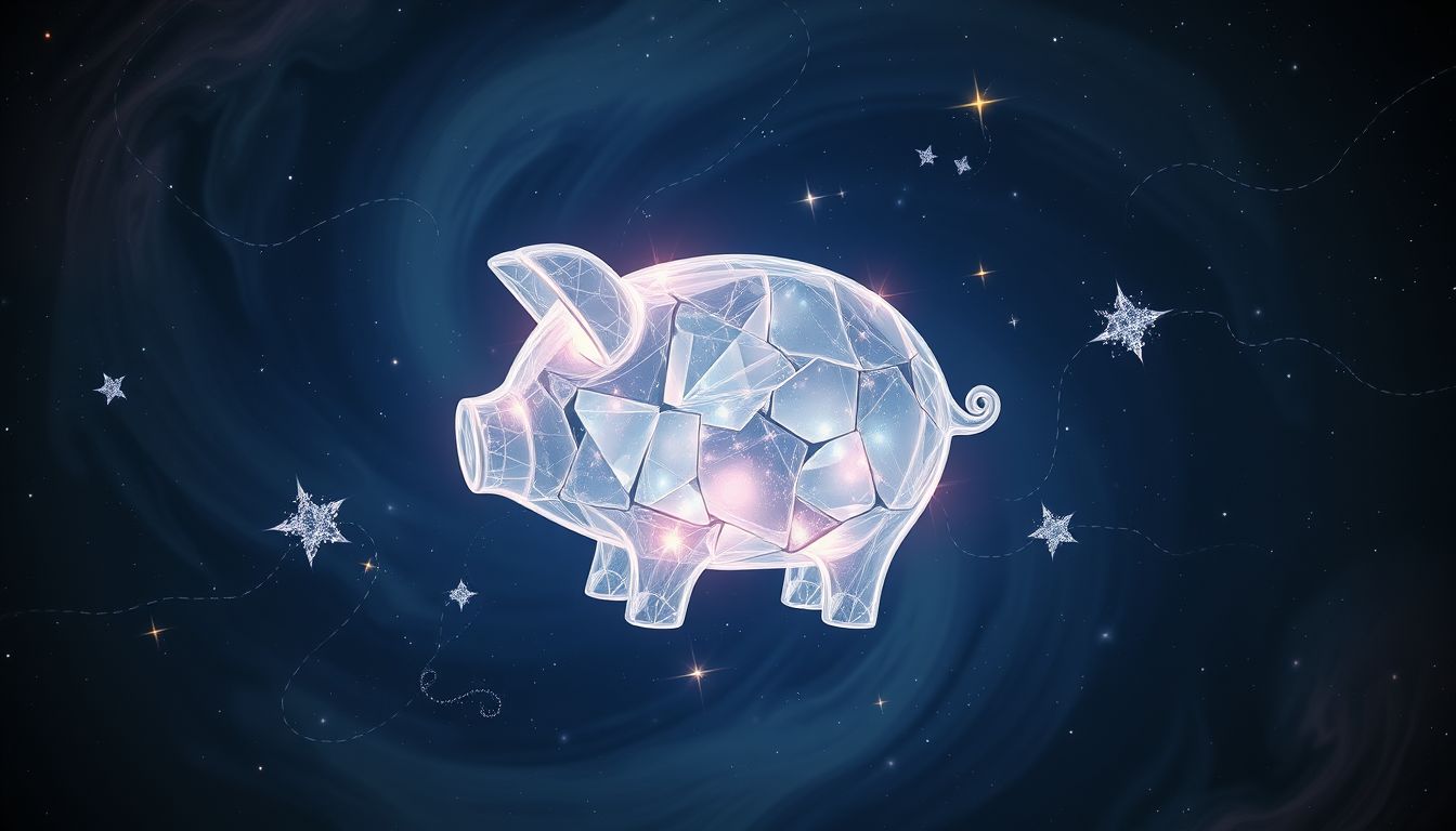 Eine reparierte Spardose symbolisiert wiedergewonnene finanzielle Kontrolle und Sicherheit.