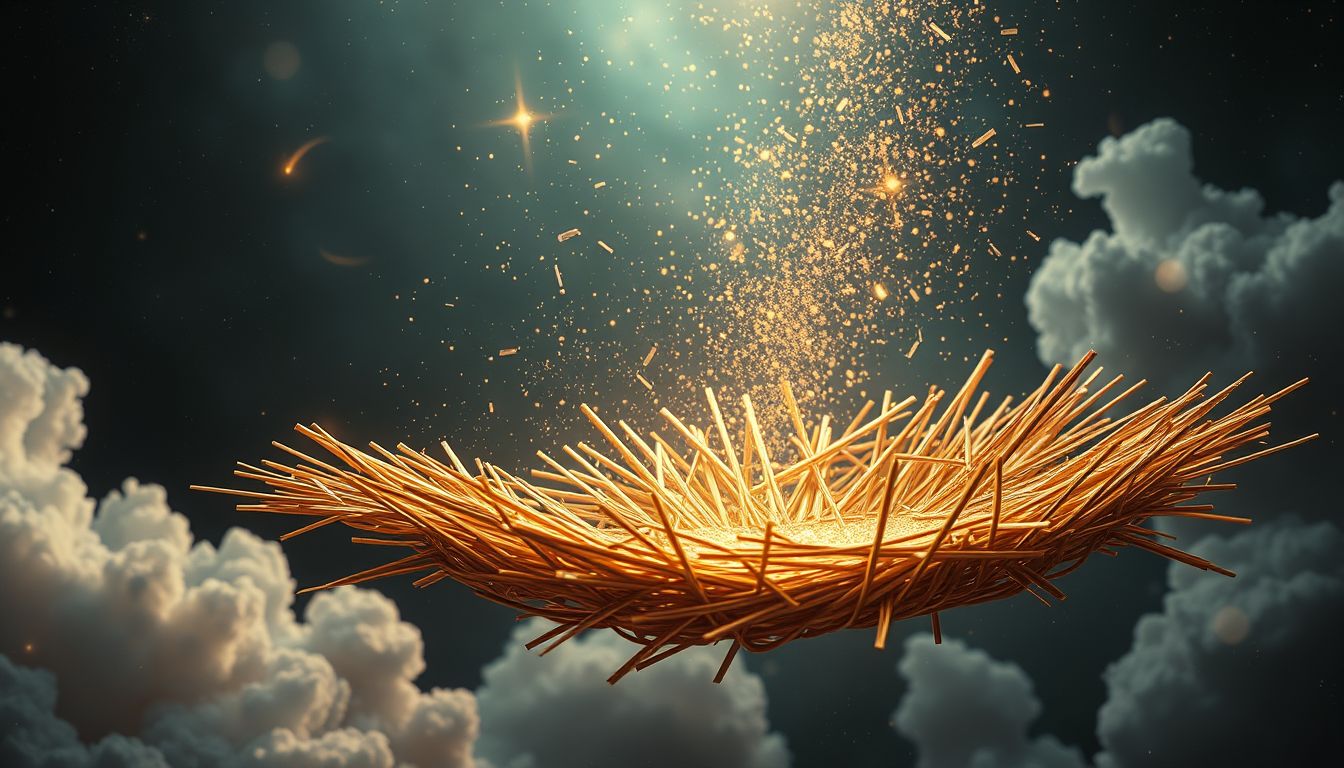 Das Zerbrechen einer Strohmatte symbolisiert zerbrechliche Lebensgrundlagen und Wandel.