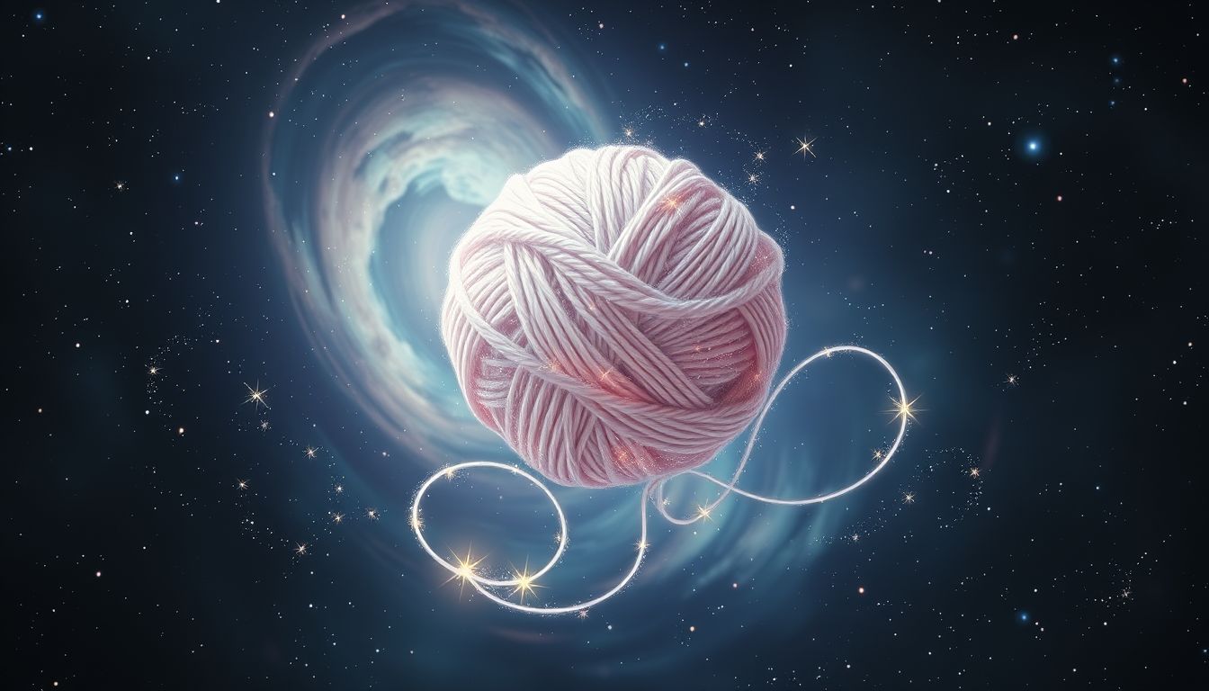 Ein Knäuel Wolle symbolisiert entfesseltes kreatives Potenzial im Traum.