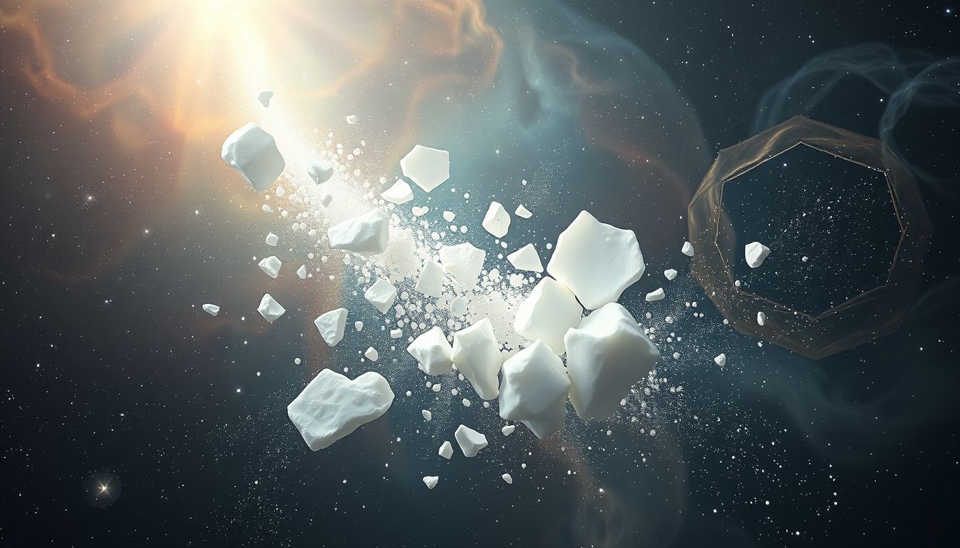 Das Zerbrechen von Kreide symbolisiert oft das Ende von Herausforderungen.