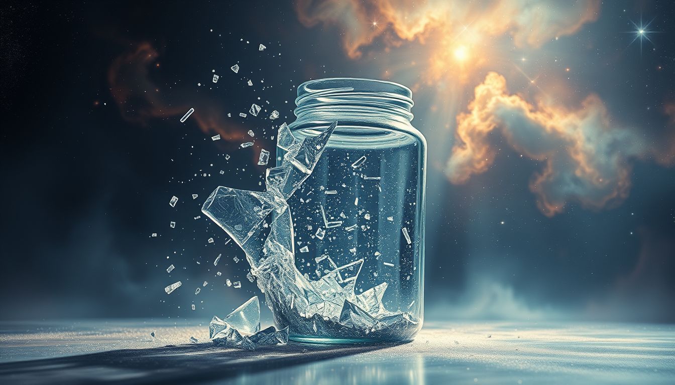 Ein zerbrochenes Marmeladenglas symbolisiert zerplatzte Hoffnungen im Traum.