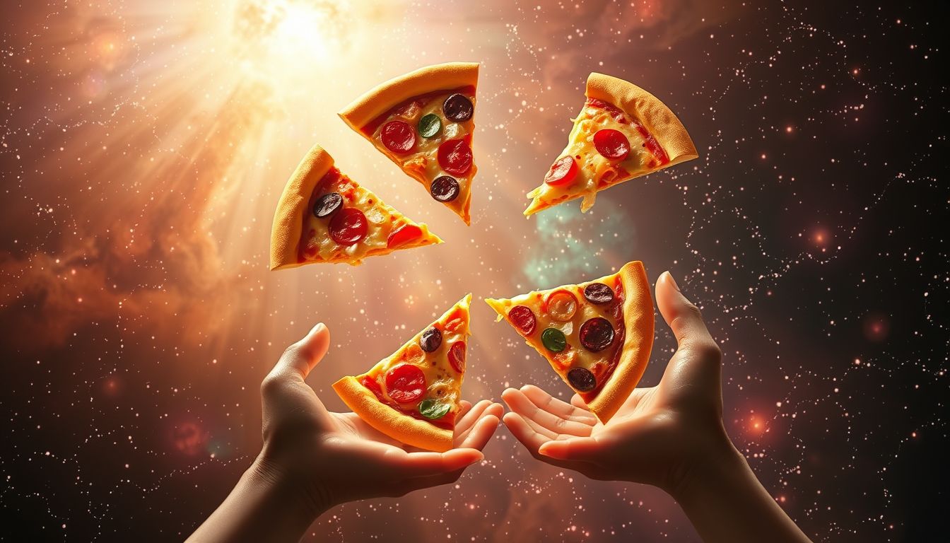 Pizza im Traum symbolisiert Gemeinschaft, Teilen und Vielfalt der Geschmäcker.