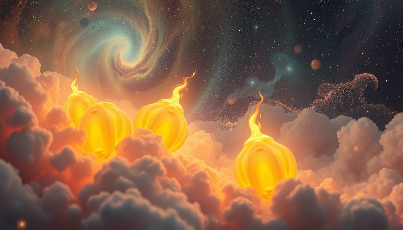 Senfkörner im Feuer symbolisieren innere Transformation und Neubeginn.