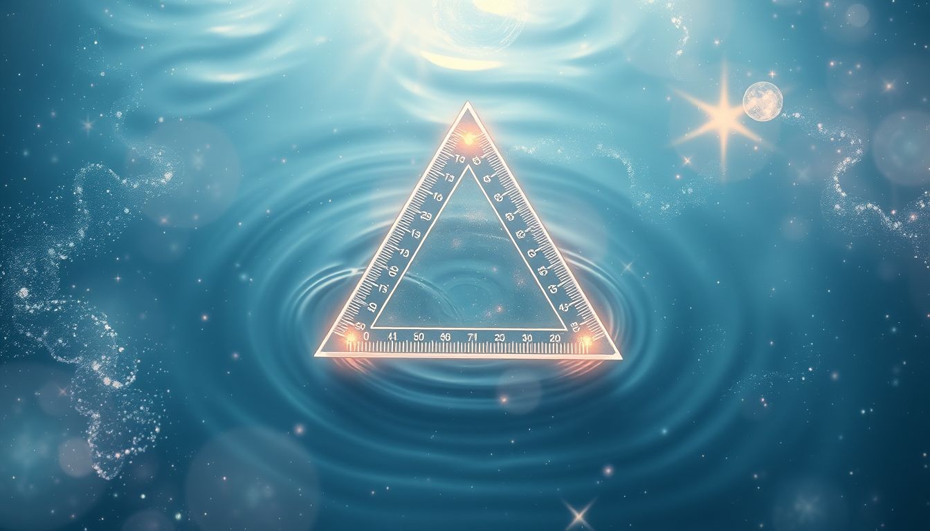Ein Geodreieck im Wasser symbolisiert emotionale Klarheit und Struktur.