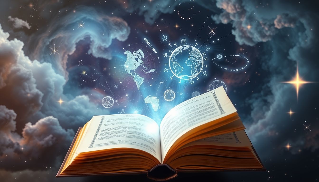 Eine Himmelskarte im Buch symbolisiert verborgene Lebensziele.