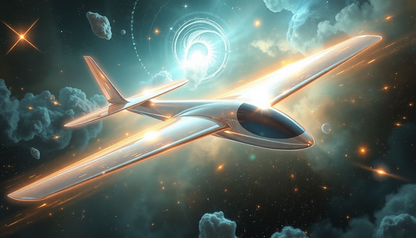 Ein neuer, glänzender Segelflieger symbolisiert frische Lebensenergie.
