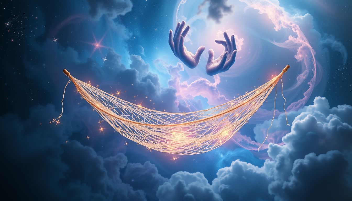 Das Reparieren einer Hängematte symbolisiert innere Heilung und Ausgeglichenheit.