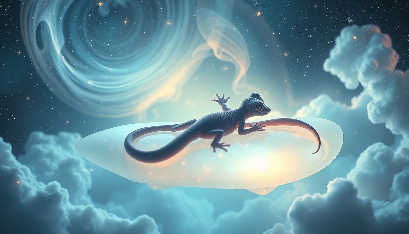Ein Gecko im Bett symbolisiert oft Schutz vor negativen Gedanken.