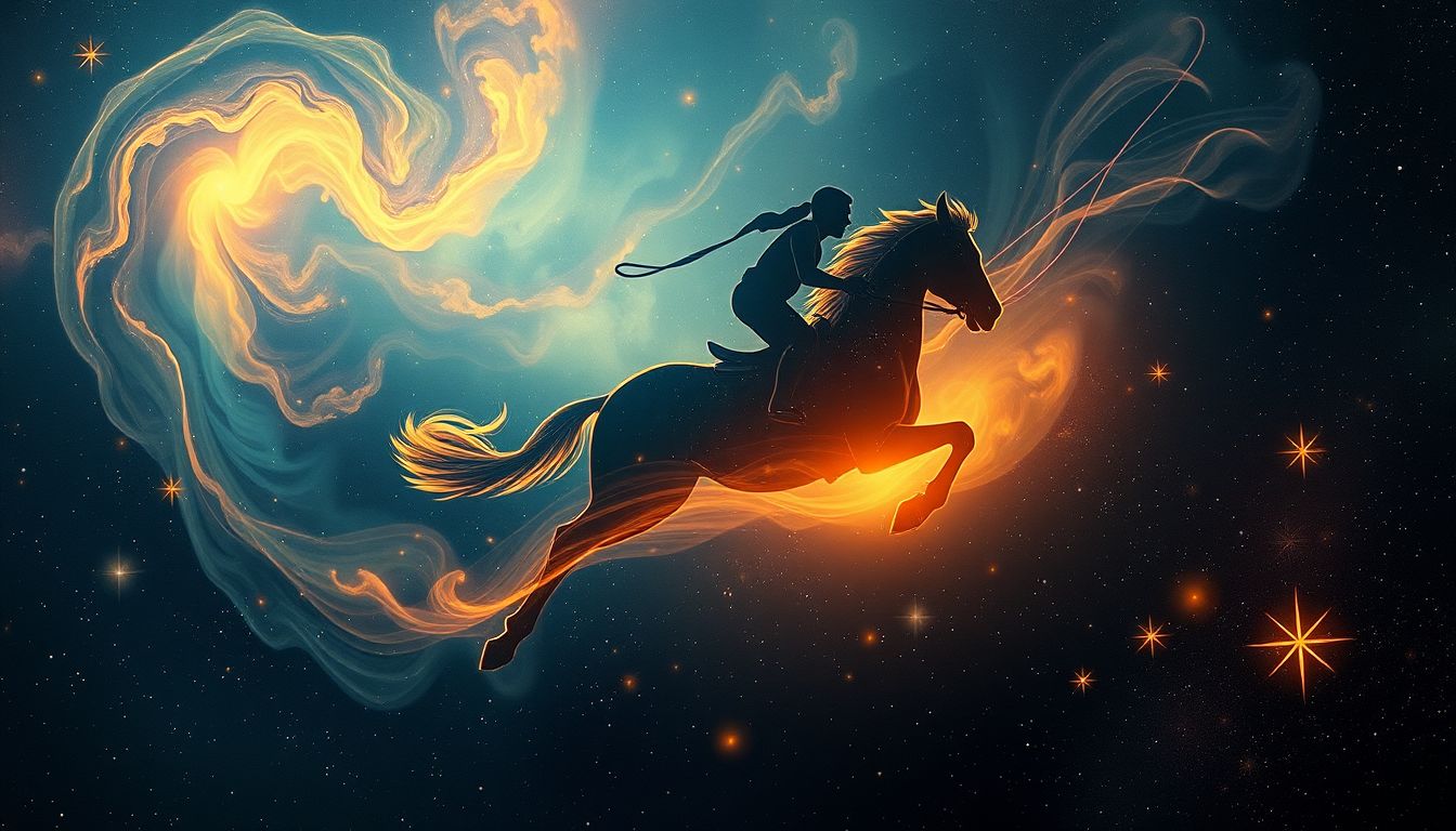 Ein reitender Galopp symbolisiert oft Freiheit und innere Kraft.