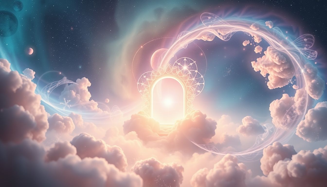 Ein Tor zum Himmel symbolisiert spirituelle Erleuchtung und Hoffnung.