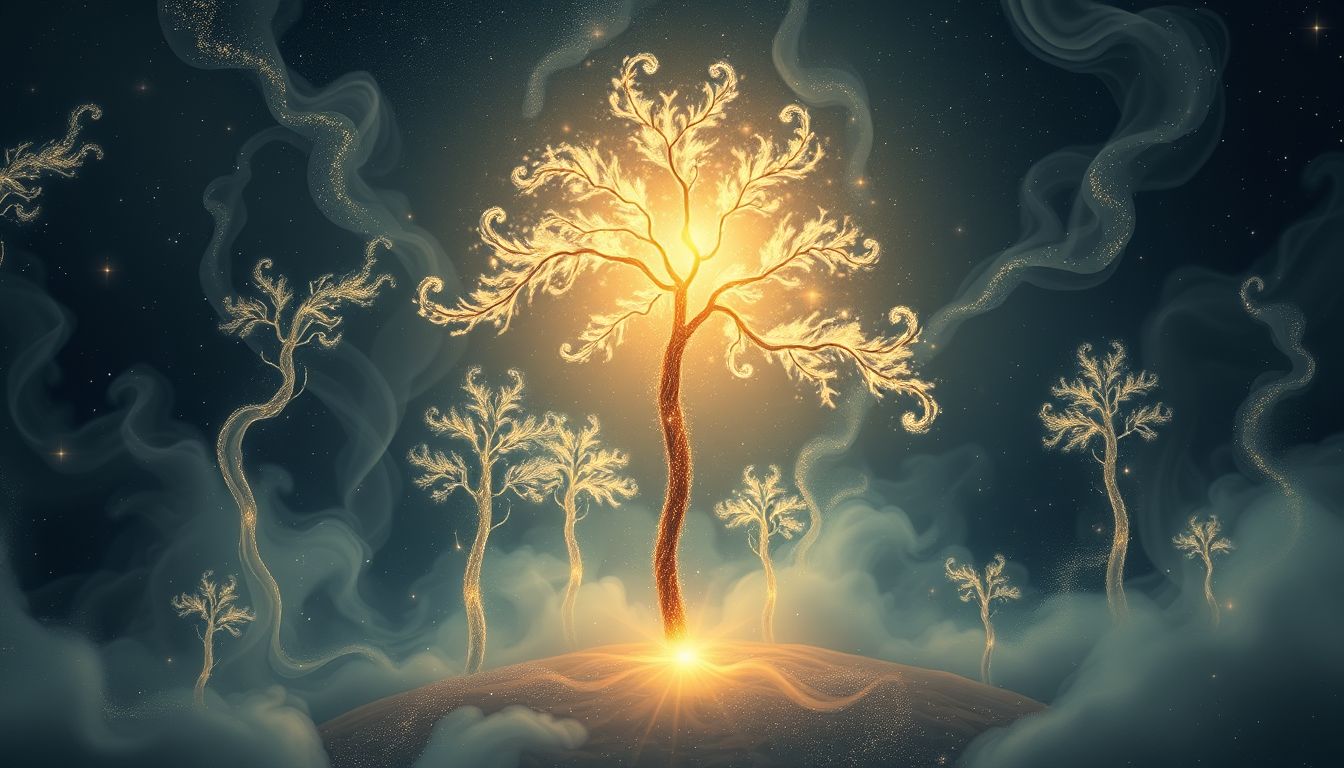 Ein Spazierstock im Wald symbolisiert Unterstützung auf dem Lebensweg.