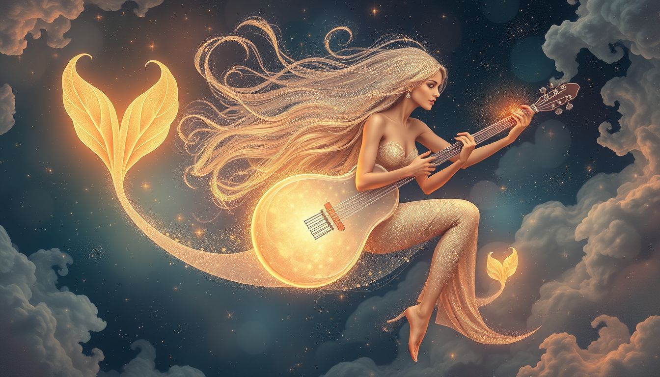 Im Traum spielt die Sirene Instrument – innere Harmonie symbolisiert.
