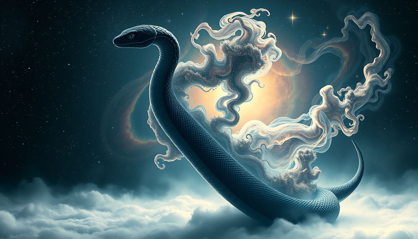Eine schwarze Schlange symbolisiert oft Transformation und verborgene Kräfte.