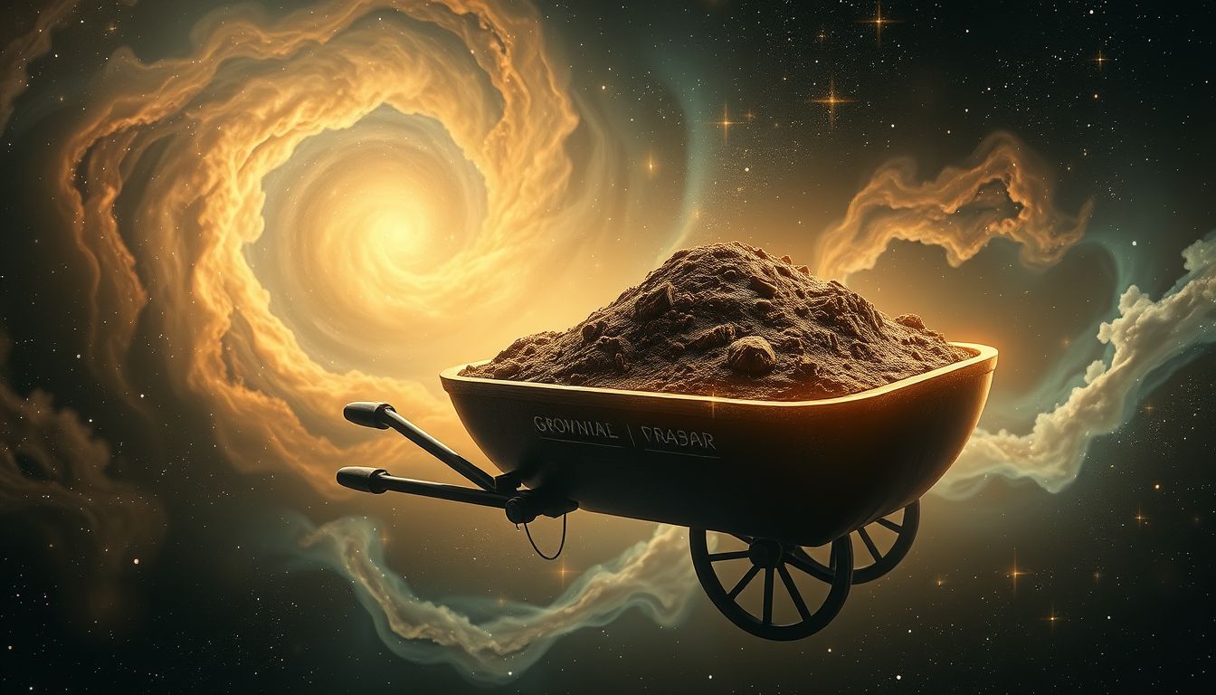 Eine mit Erde gefüllte Lore symbolisiert belastende Pflichten im Traum.