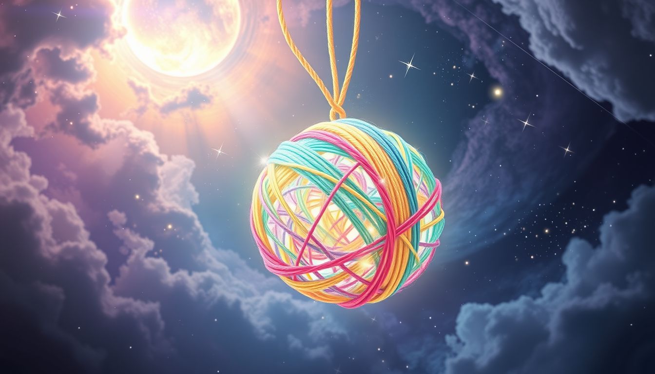 Ein farbenfrohes Knäuel symbolisiert kreative Ideen und neue Möglichkeiten.