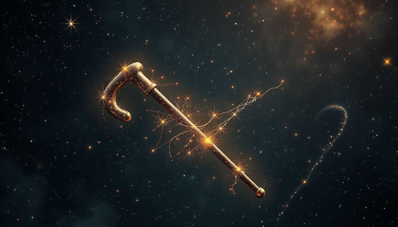 Ein zerbrochener Spazierstock symbolisiert oft verlorene Unterstützung im Leben.