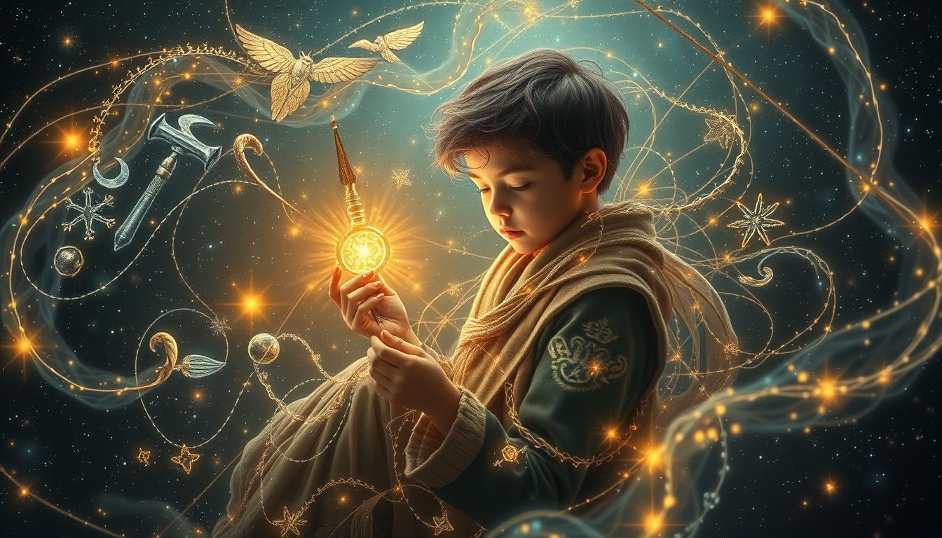Der Lehrling symbolisiert Wachstum durch traditionelle Handwerkskunst und Disziplin.