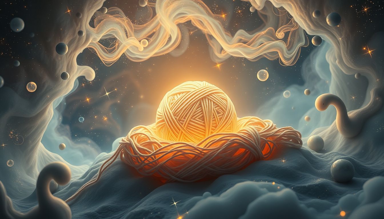 Ein Knäuel Wolle an ungewöhnlichem Ort symbolisiert unerwartete Chancen.