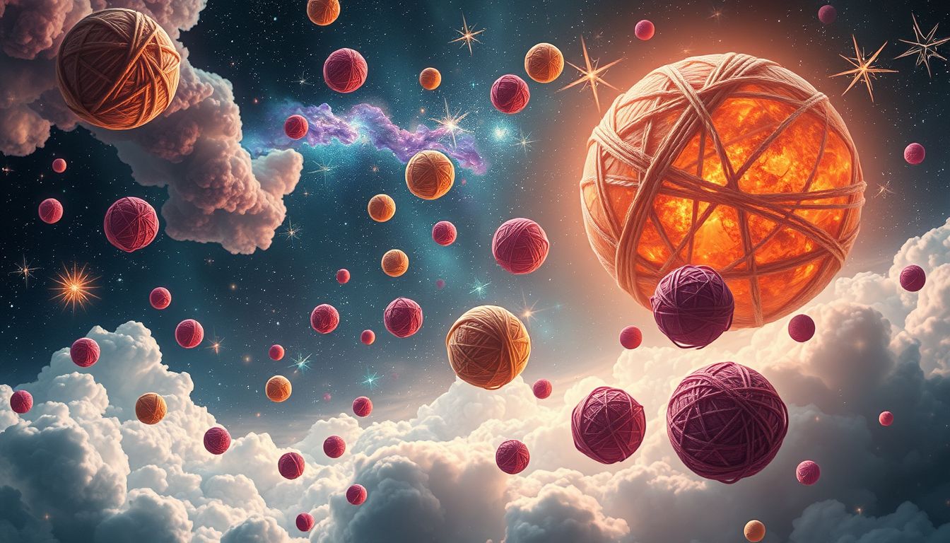 Viele bunte Knäuel symbolisieren kreative Vielfalt und Lebensfreude.