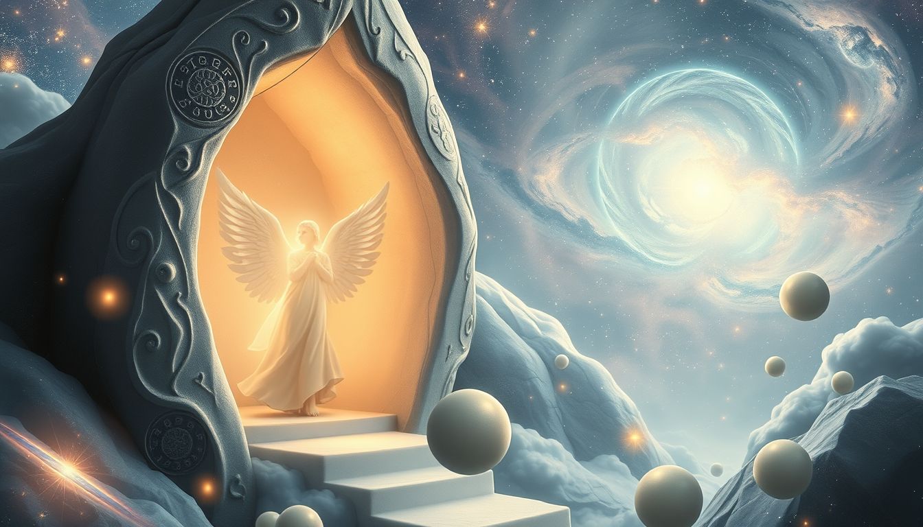 Ein Engel in der Nische symbolisiert göttlichen Schutz und Führung.