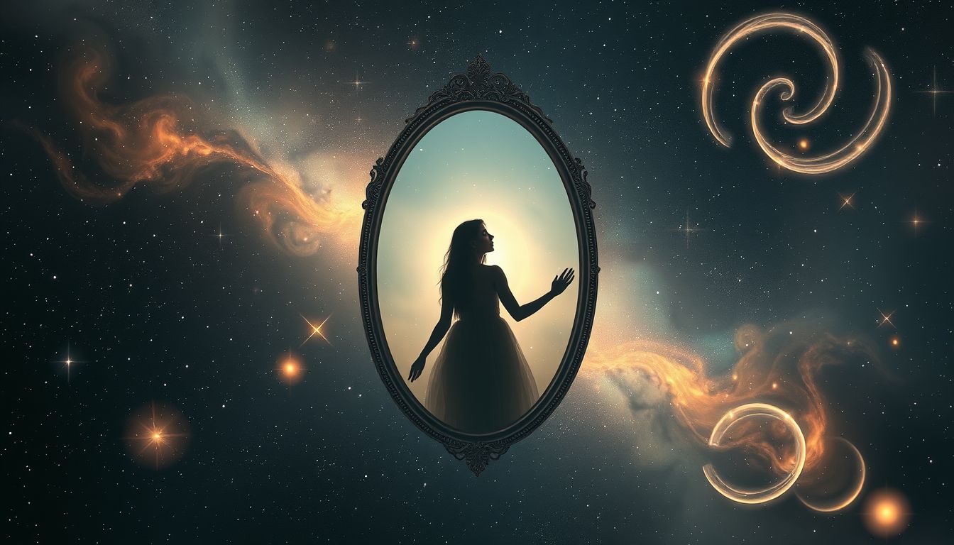 Eine Lady im Spiegel symbolisiert Selbstreflexion und innere Stärke.