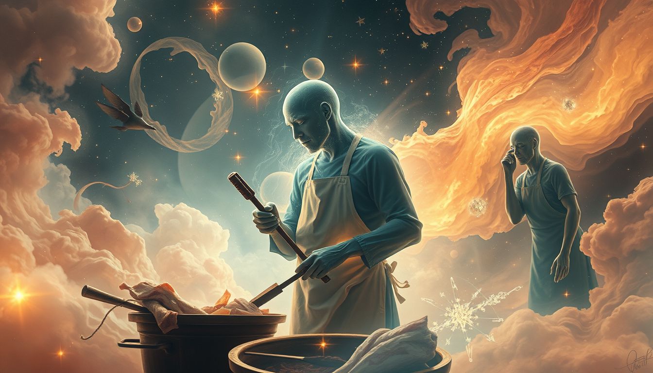 Traum 6 zeigt Reinigung und Loslassen alter Lebensabschnitte symbolisch.