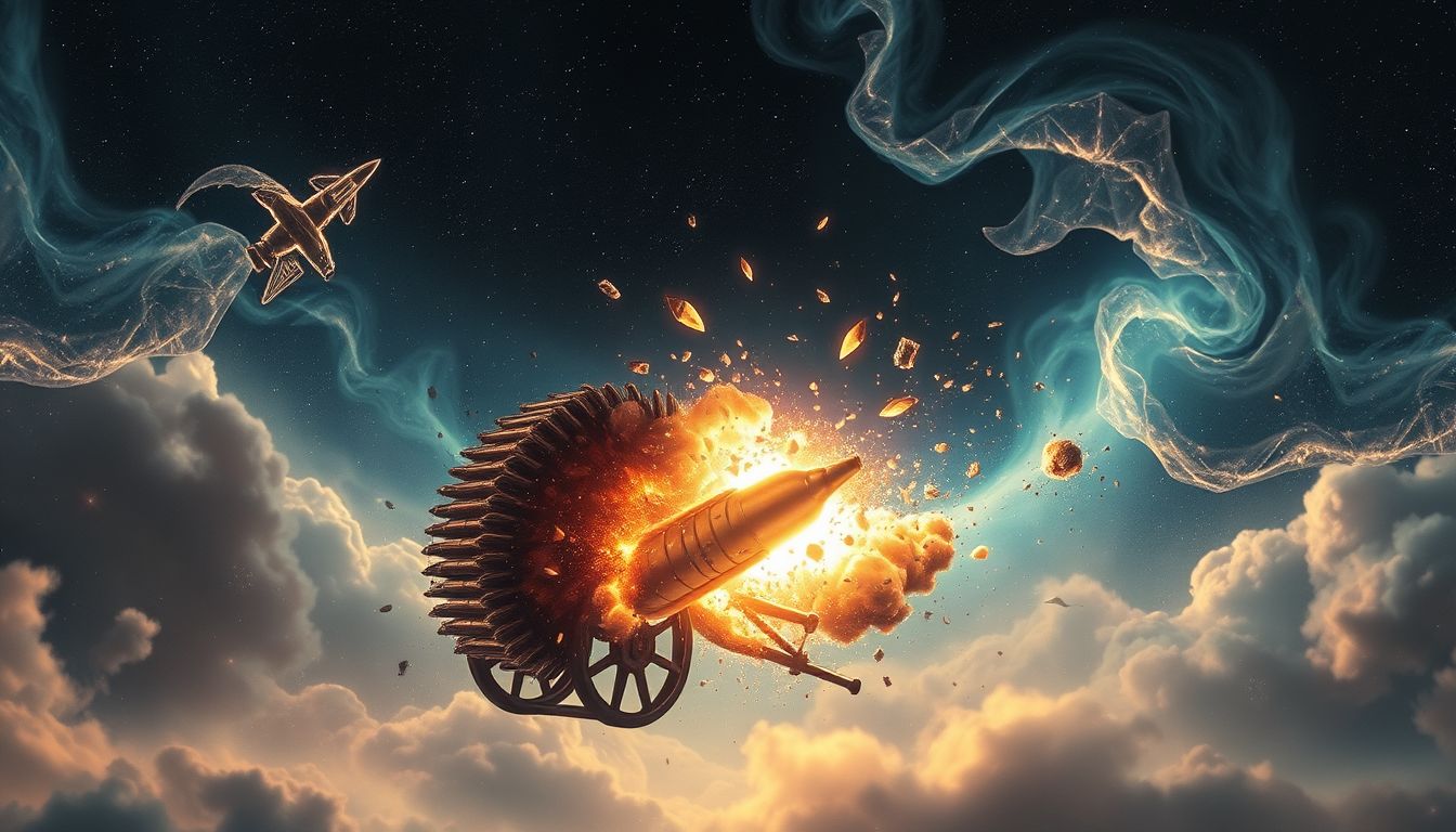 Ein explodierender Munitionswagen symbolisiert plötzliche emotionale Konflikte.