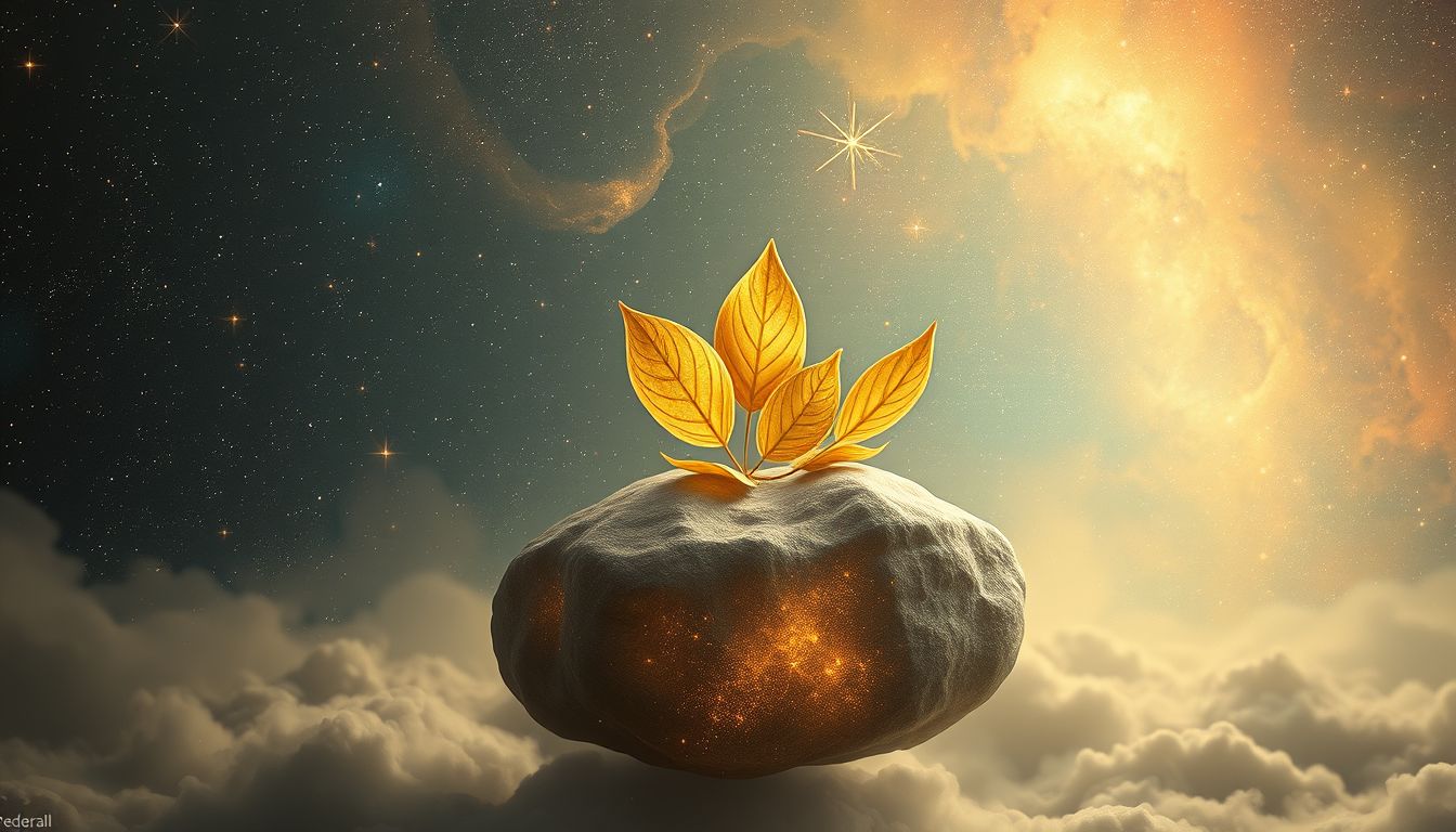 Goldene Blätter auf Grabstein symbolisieren wertvolle Erinnerung und Frieden.