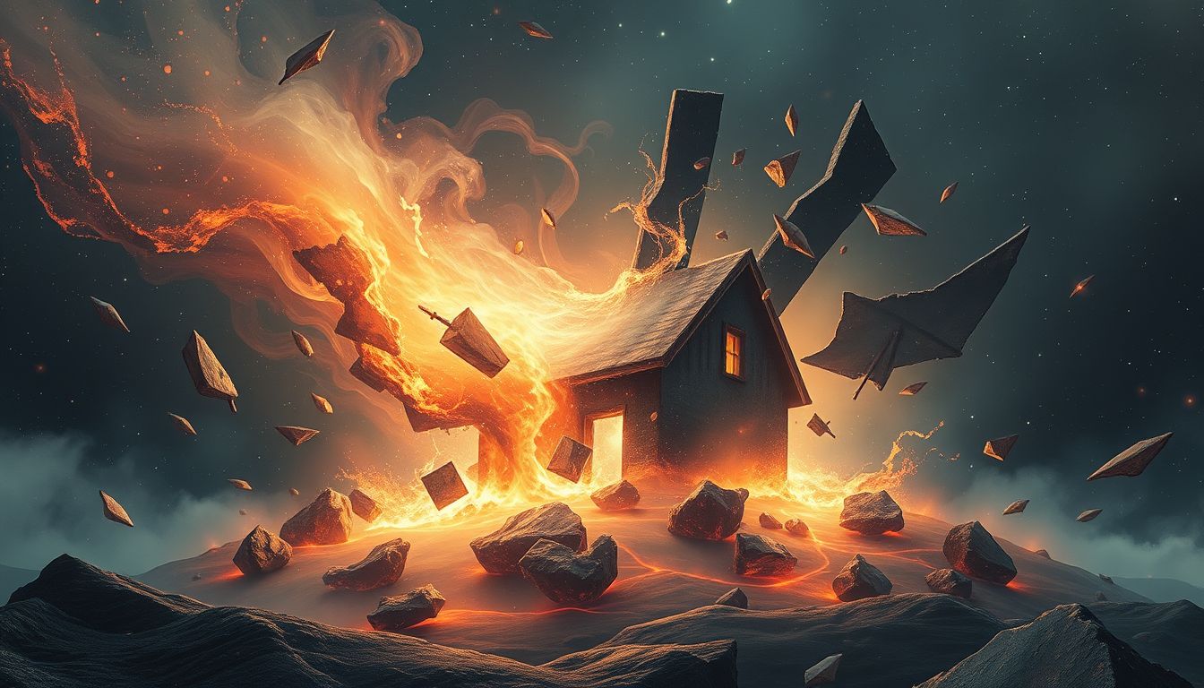 Ein Hausbrand im Traum symbolisiert oft radikalen Neuanfang.