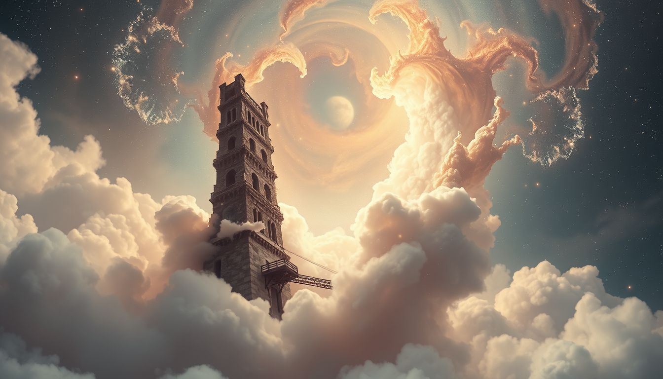 Ein baufälliger Turm symbolisiert innere Unsicherheit und Zerbrechlichkeit.