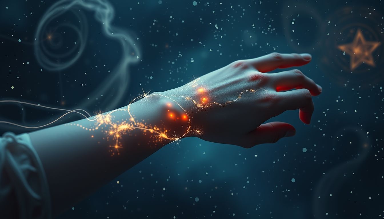 Ein selbstverletztes Handgelenk symbolisiert innere Konflikte und Schuldgefühle.