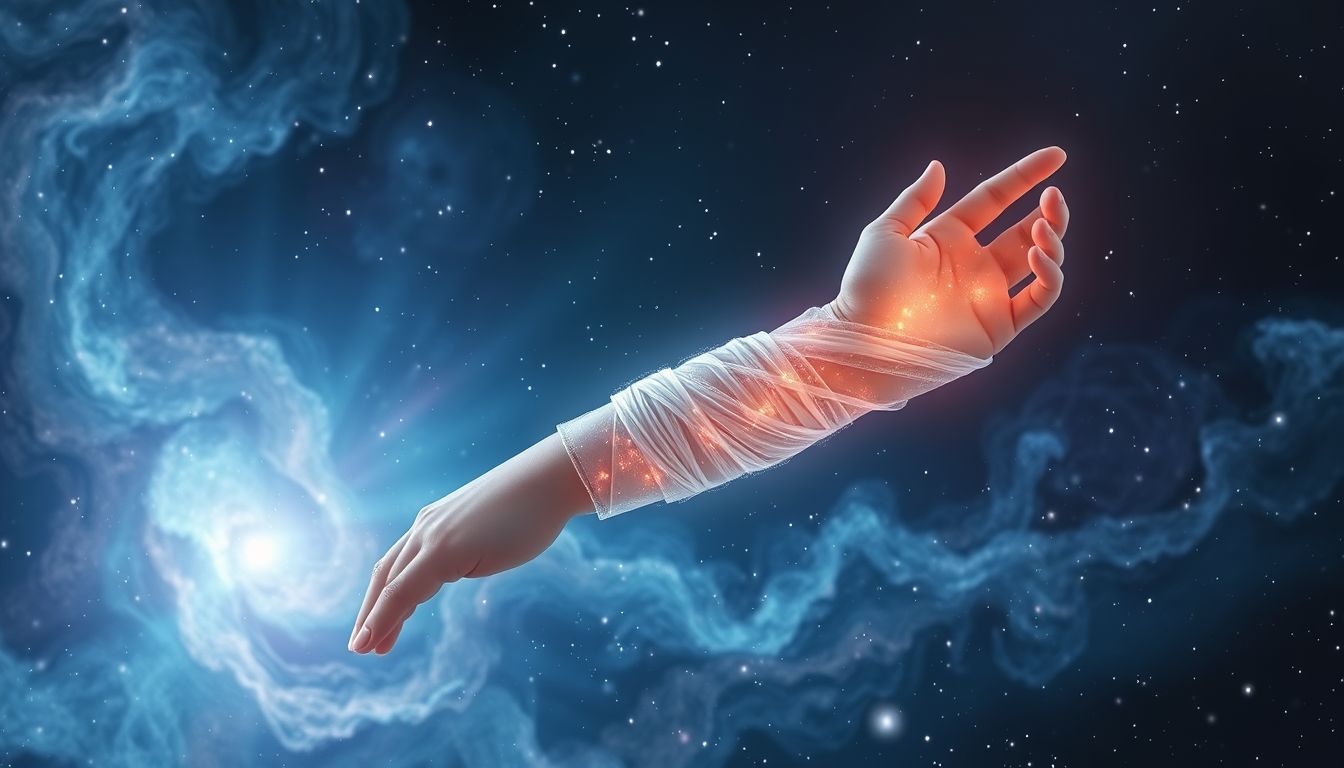 Ein Überzug symbolisiert Schutz, Heilung und vorübergehende Einschränkung.