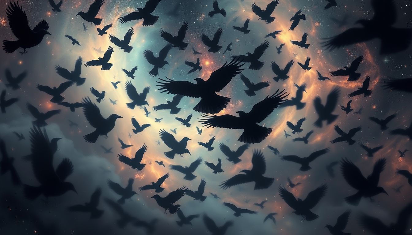 Viele Raben symbolisieren im Traum oft kollektive Ängste und Chaos.